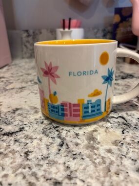 Starbucks Florida Ceramic Mug - Yellow, Pink, Blue Accents
